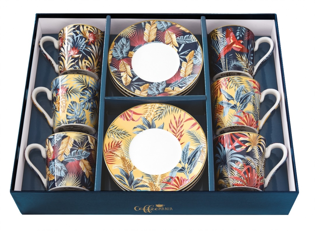 Coffret 6 tasses a cafe en porcelaine 100ml equateur - easylife