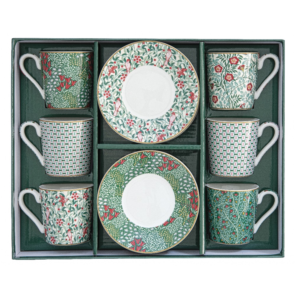 Coffret 6 tasses a cafe en porcelaine 100ml floral fantasy - easylife