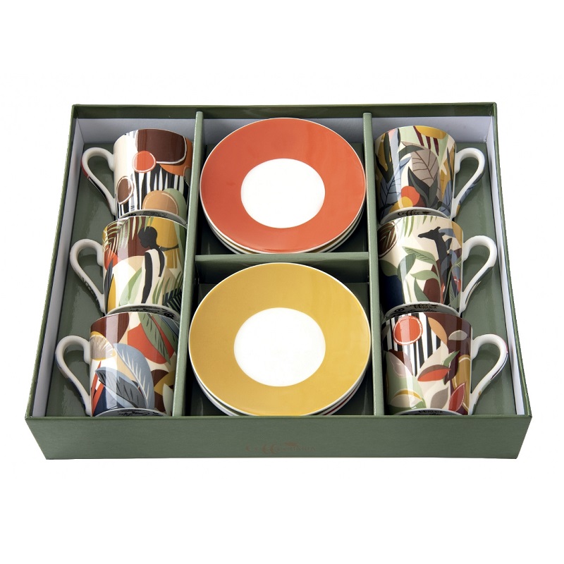 Coffret 6 tasses a cafe en porcelaine 100ml kilimanjaro - easylife