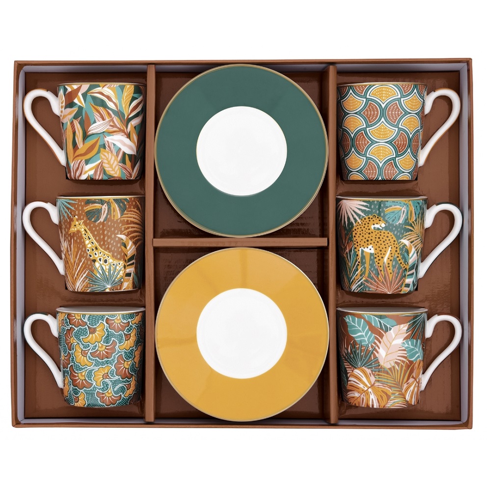 Coffret 6 tasses a cafe en porcelaine 100ml namibia - easylife