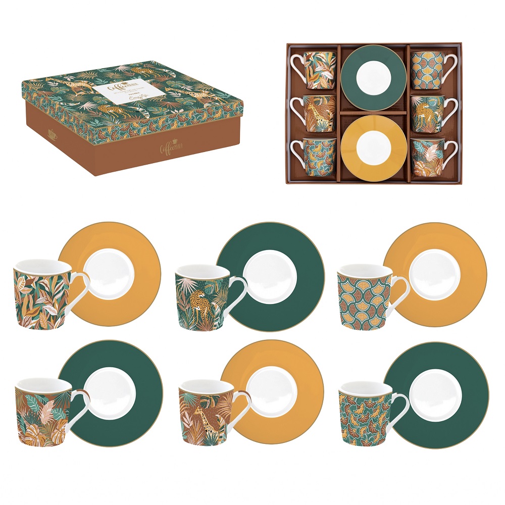 Coffret 6 tasses a cafe en porcelaine 100ml namibia - easylife