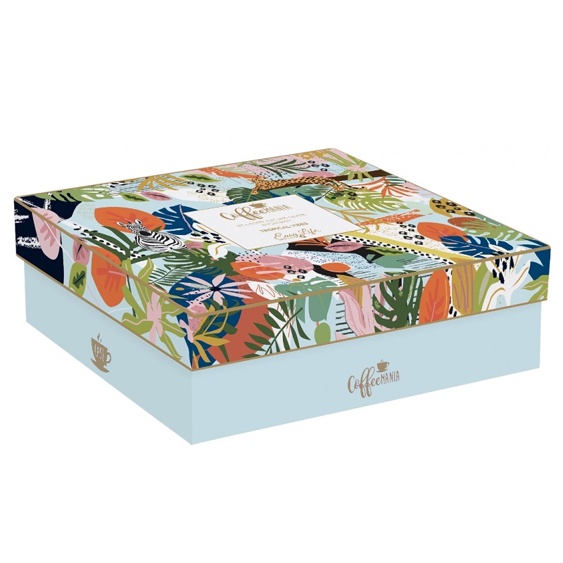 Coffret 6 tasses a cafe en porcelaine 100ml tropical vibes - easylife