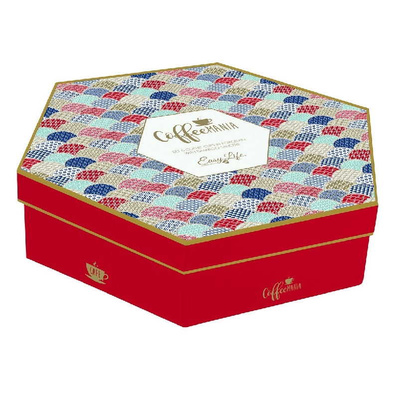 Coffret 6 tasses a cafe en porcelaine sous tasses en bambou okinawa - easylife