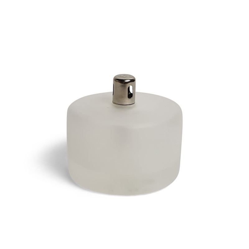 Lampe a huile cylindrique en verre givre petit modele dimensions 5,5 x 8 cm - peri glass
