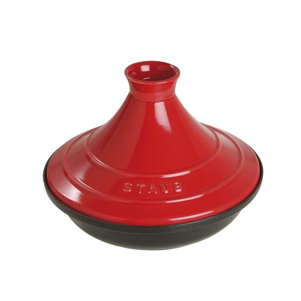 Tajine en fonte dome en ceramique rouge cerise diametre 28 cm - staub