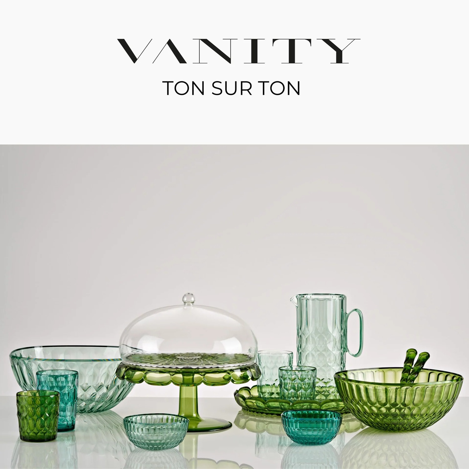 Plat à gateau avec cloche ø30 cm vanity eau water lily green - guzzini