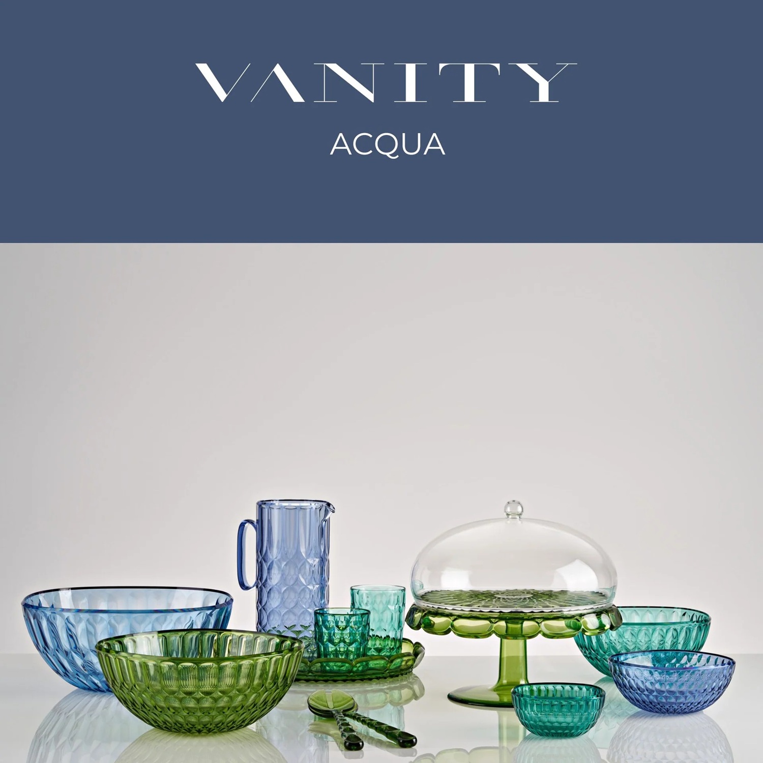 Plat à gateau avec cloche ø30 cm vanity eau water lily green - guzzini