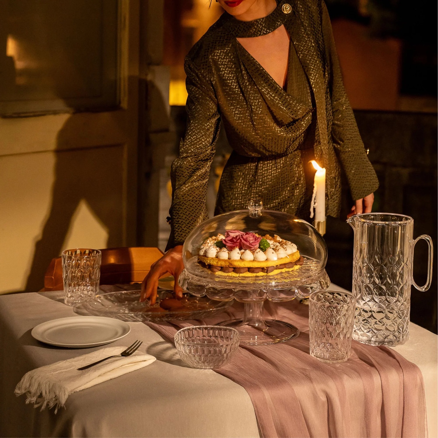 Présentoir à gateau avec cloche ø30 cm vanity transparent - guzzini