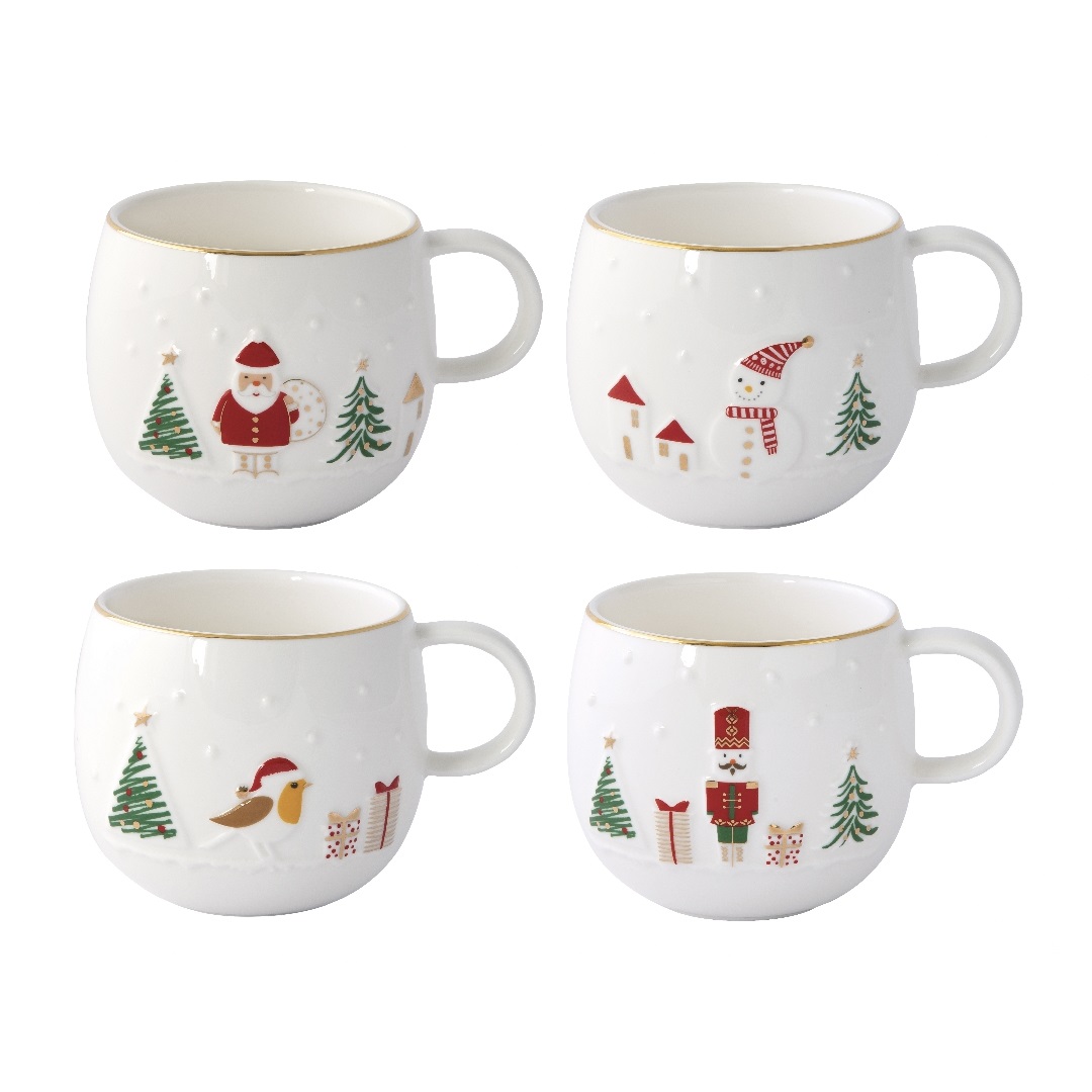 Let it snow mug en porcelaine design en boite cadeau 400ml modèle aléatoire vendu à l'unité - easylife