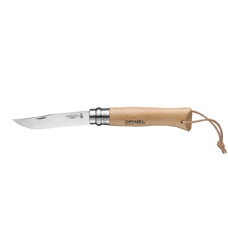 Couteau de poche pliable baroudeur hetre naturel n°8 - opinel 