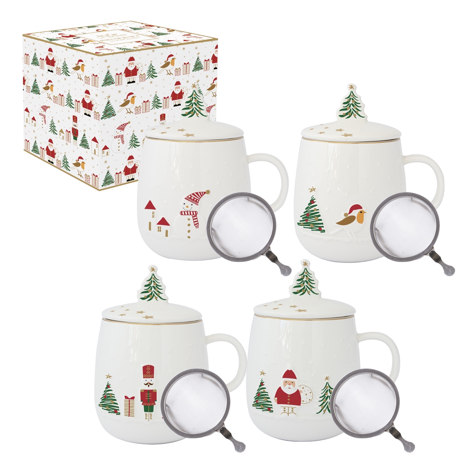 Let it snow - tisanière en porcelaine design en boite cadeau 450ml modèle aléatoire vendu à l'unité - easylife