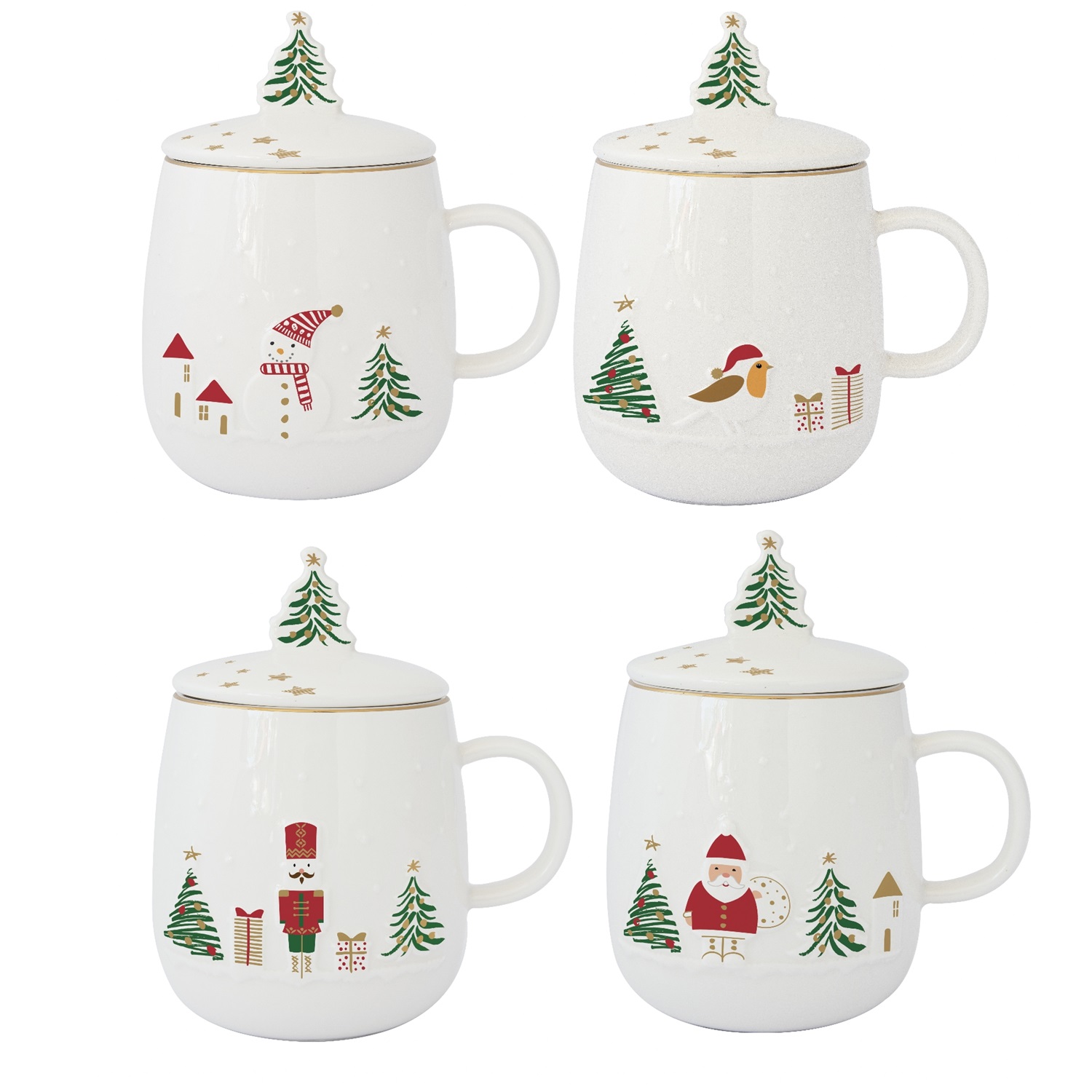 Let it snow - tisanière en porcelaine design en boite cadeau 450ml modèle aléatoire vendu à l'unité - easylife