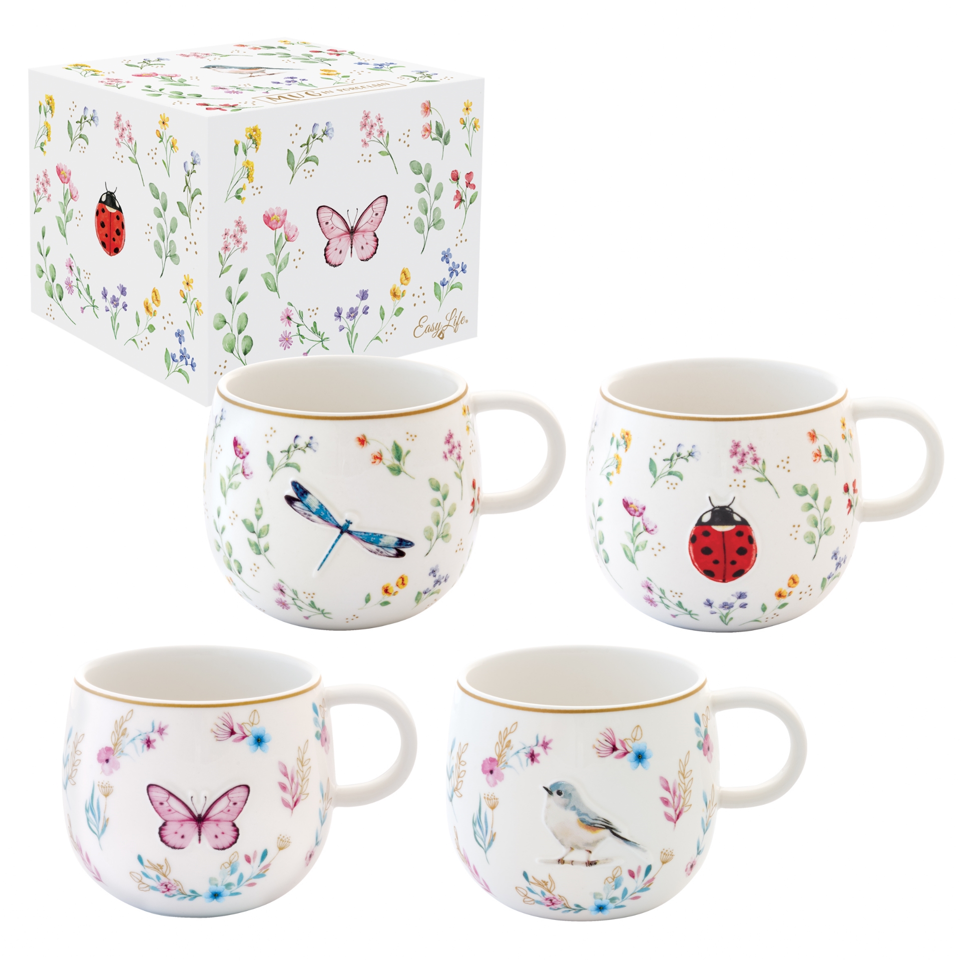 Mug en porcelaine design en boite cadeau fancy garden 400ml modèle aléatoire vendu à l'unité - easylife