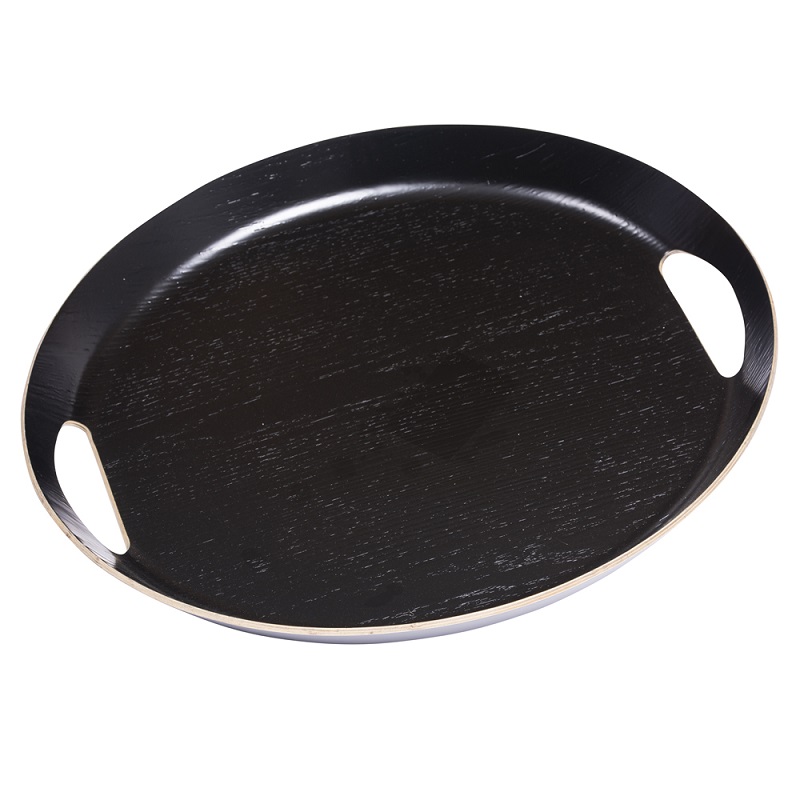 Plateau oval noir 46x41 cm - table et passion 