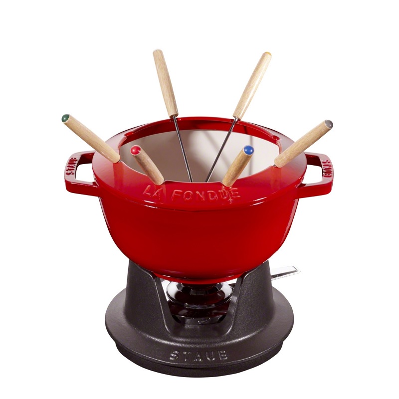 Service a fondue en fonte 20 cm rouge - staub