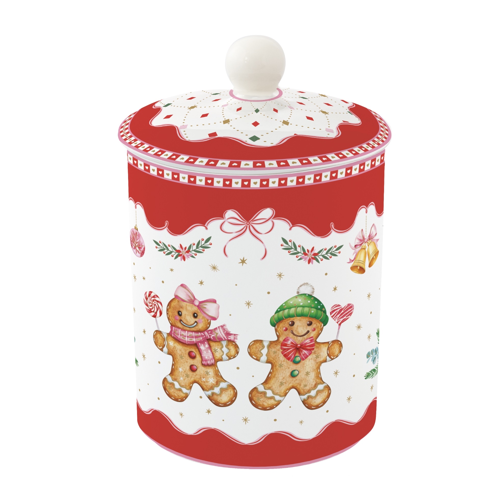 Sweet christmas, pot à biscuits secs en porcelaine avec couvercle ø11 cm x 18h cm - easylife