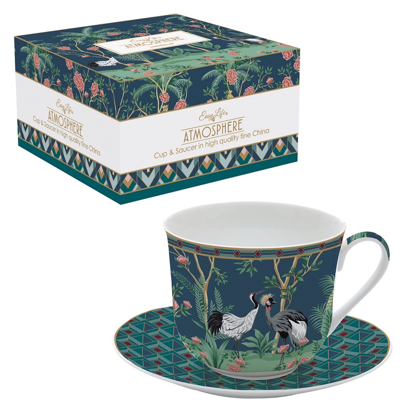 Coffret tasse dejeuner en porcelaine fine mandalay 40 cl - easylife