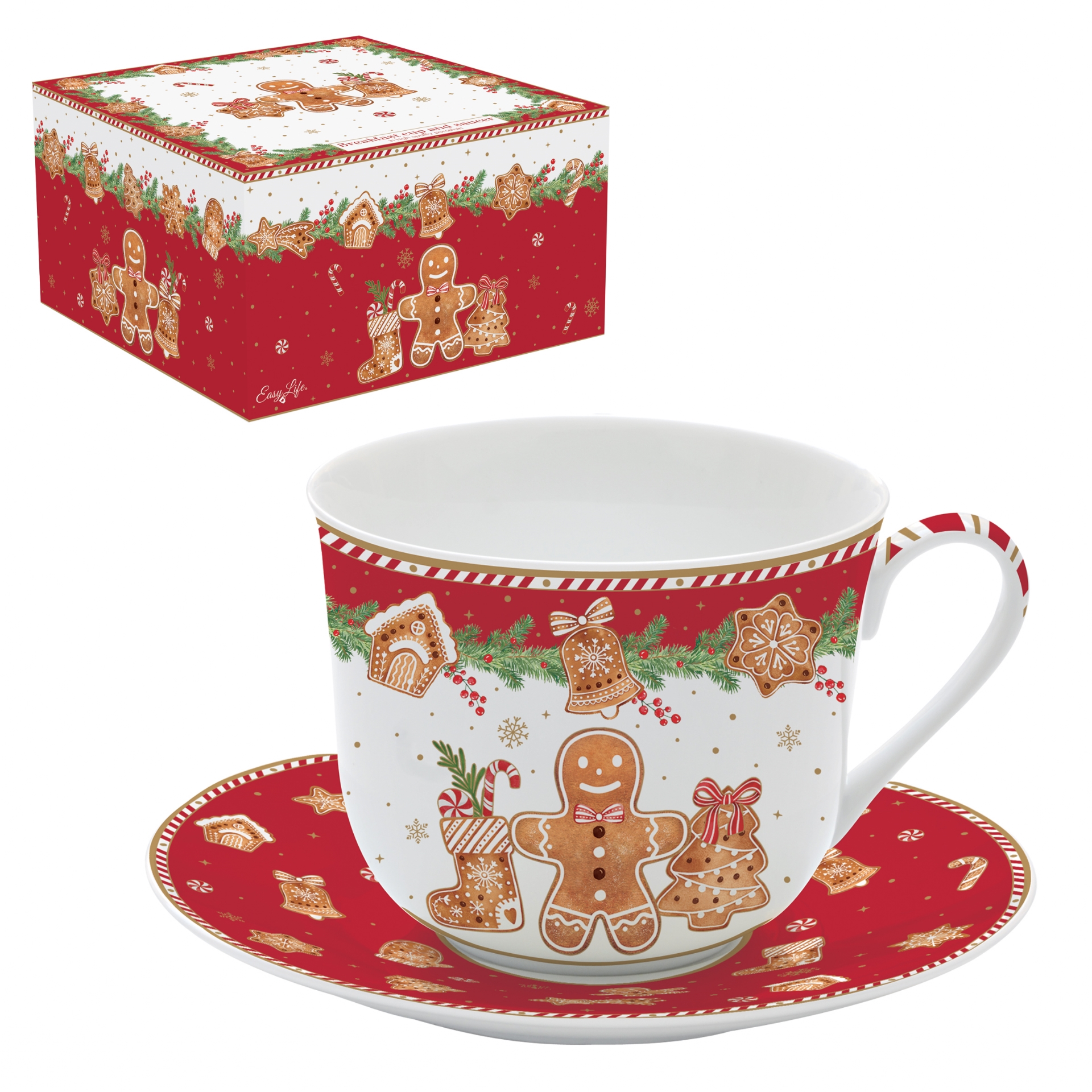 Fancy gingerbread - coffret cadeau tasse déjeuner en porcelaine 40cl - easylife