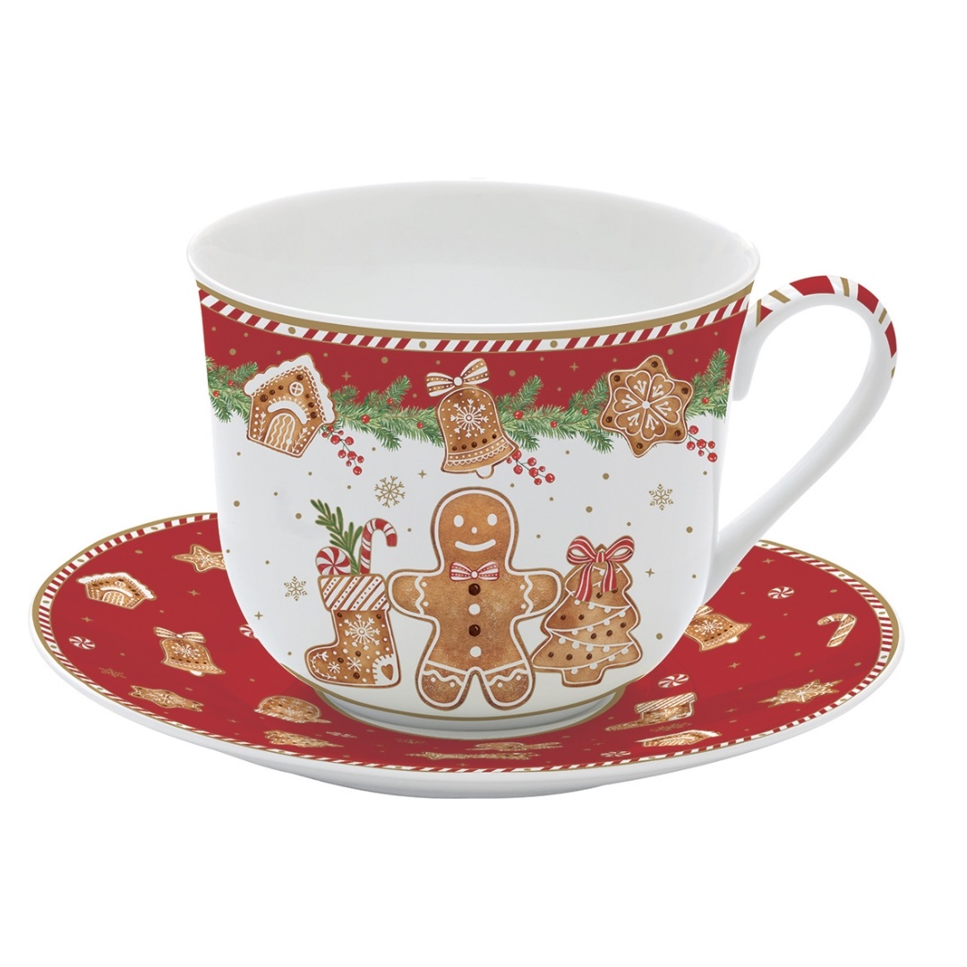 Fancy gingerbread - coffret cadeau tasse déjeuner en porcelaine 40cl - easylife