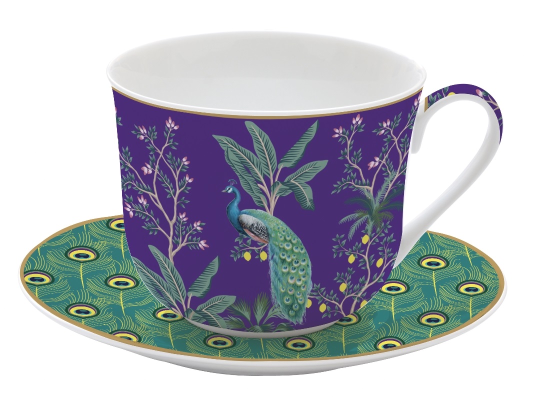 Impérial peacock - coffret cadeau tasse déjeuner en porcelaine 40cl - easylife