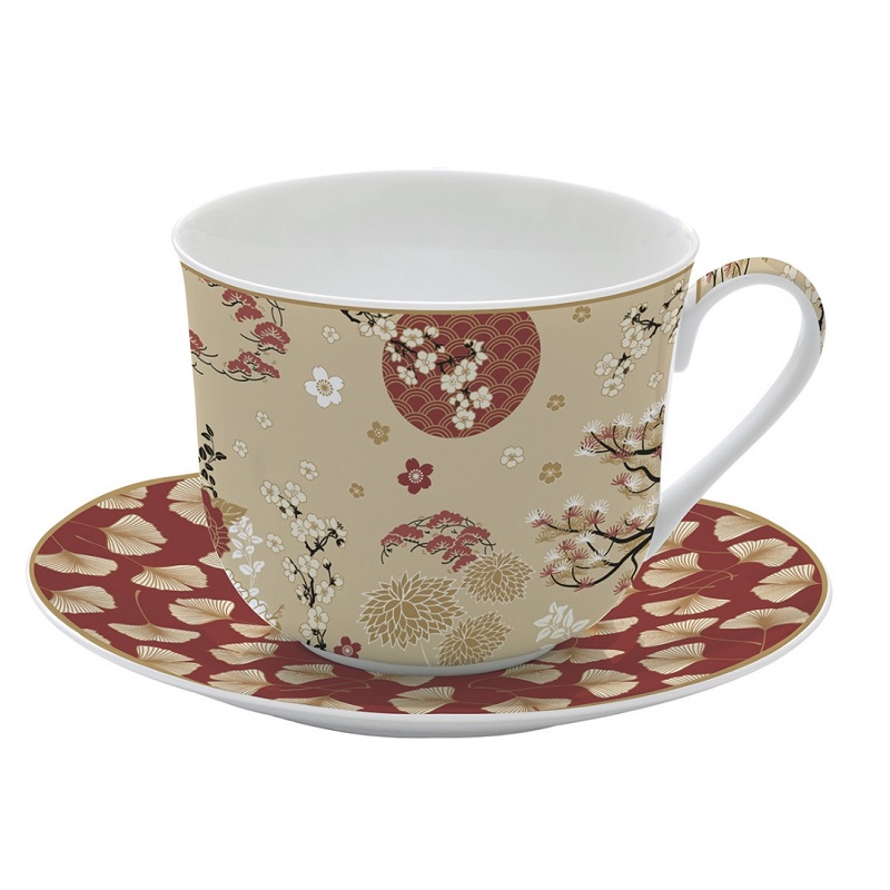 Coffret tasse dejeuner en porcelaine fine kimono 40 cl - easylife