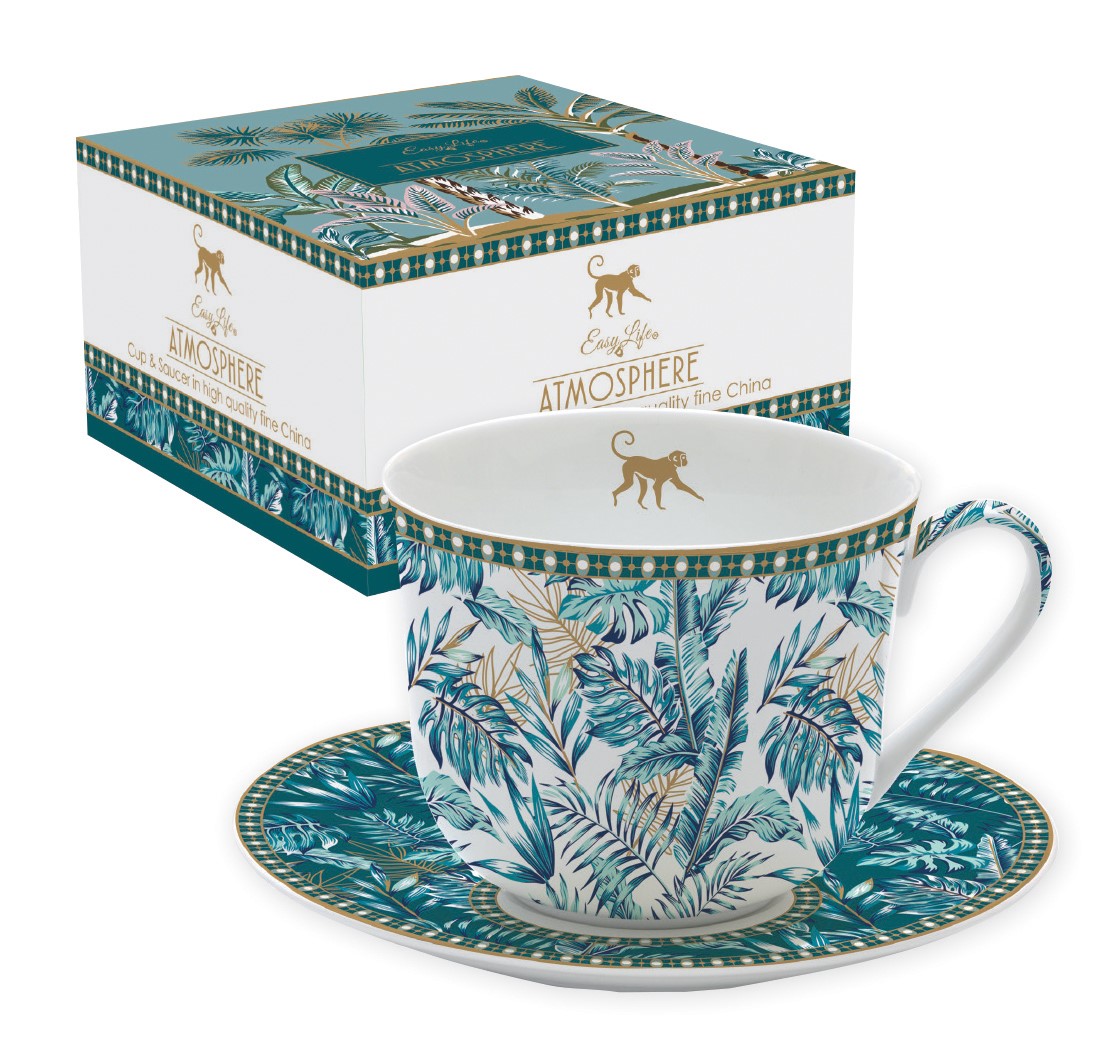Atmosphère jungle - coffret cadeau tasse déjeuner en porcelaine 40cl - easylife