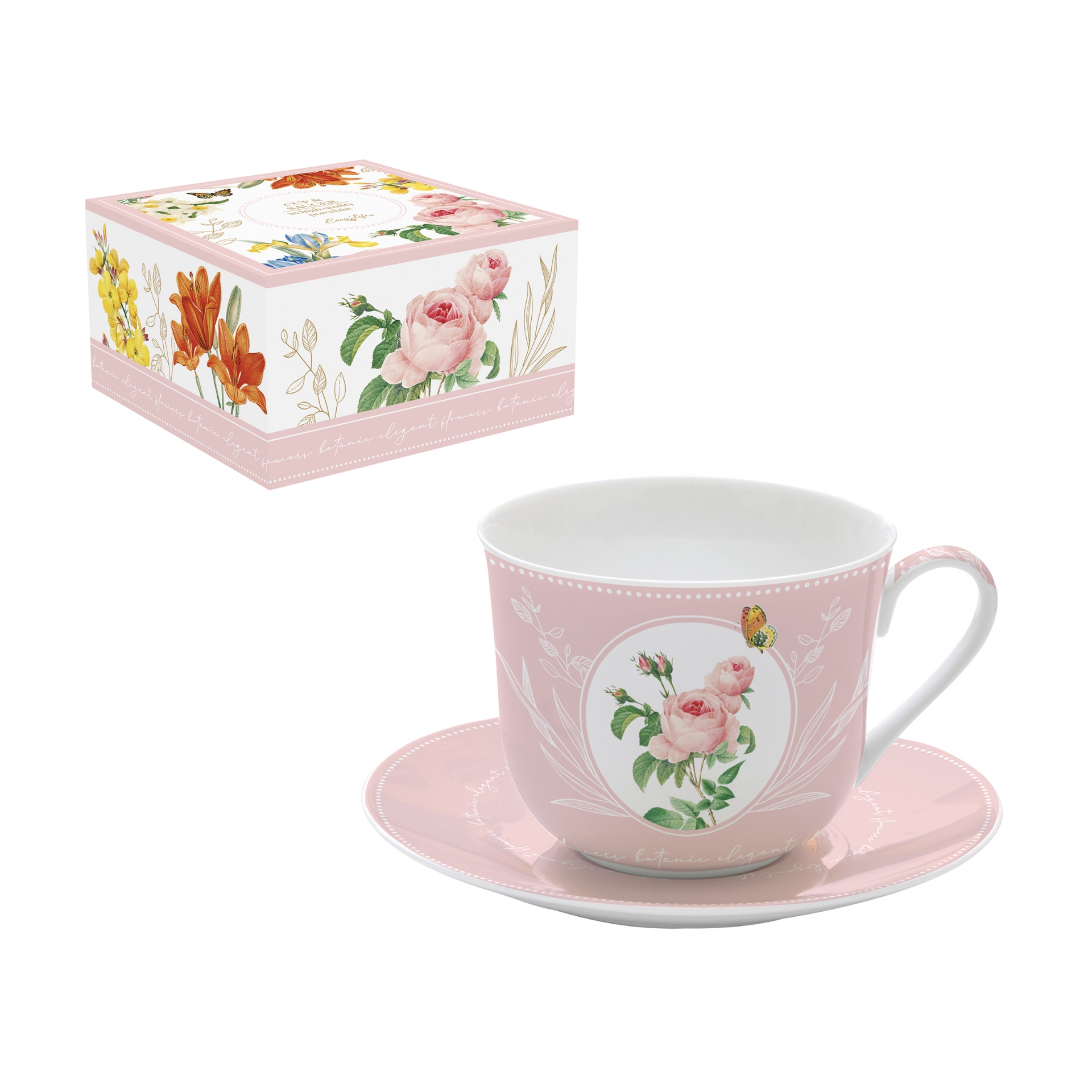 Royal blossom - coffret cadeau tasse déjeuner en porcelaine 40cl - easylife