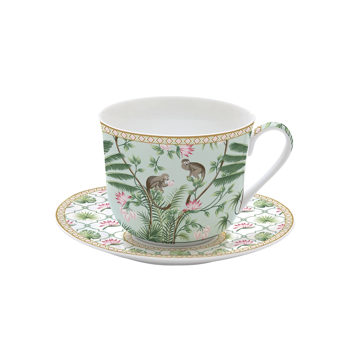 Coffret tasse déjeuner en porcelaine en boite cadeau 40 cl wild tropical - easylife