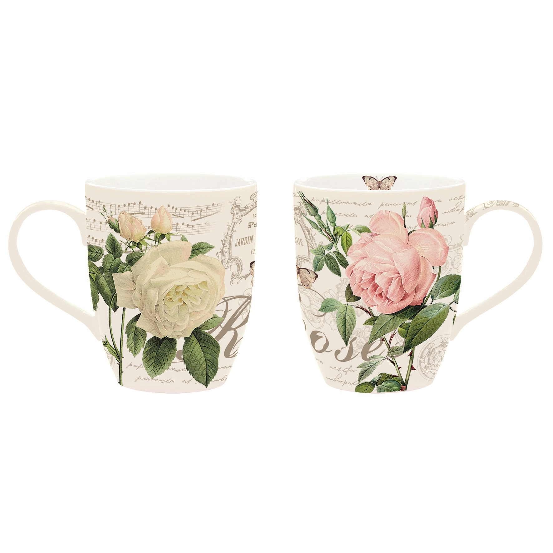 Coffret cadeau 2 mugs en porcelaine 35 cl jardin botanique - easylife