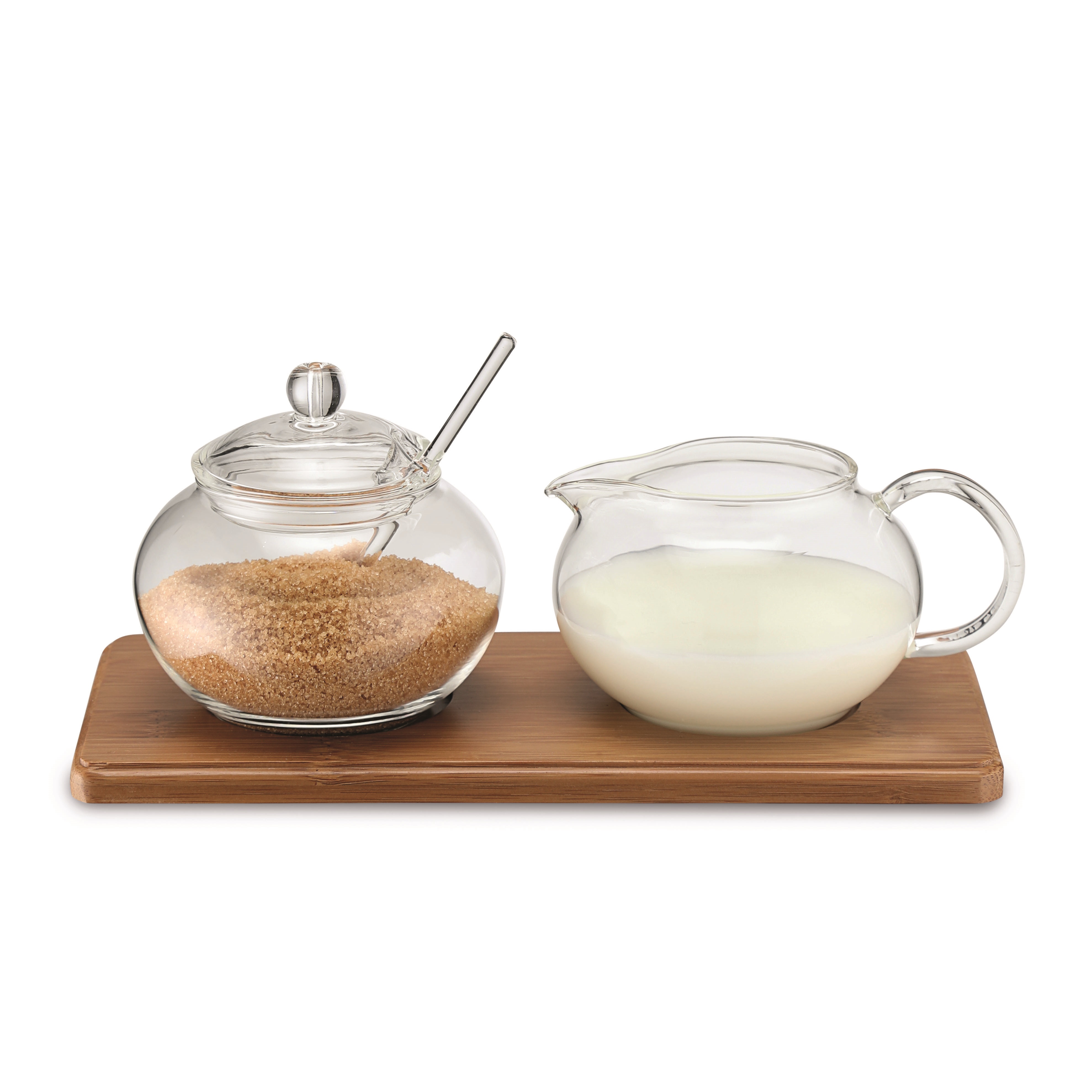 Ensemble serviteur pour lait et sucre en verre et bois - weis