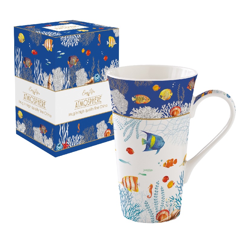 Coffret mug en porcelaine 600 ml aquarium - easylife