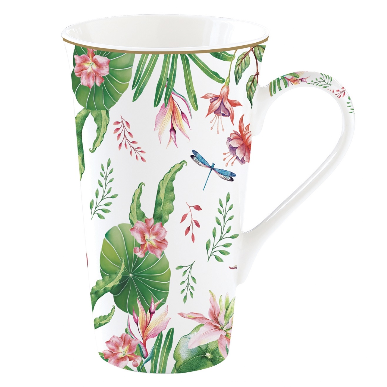 Coffret mug xxl en porcelaine 600 ml collection botanic chic - easylife