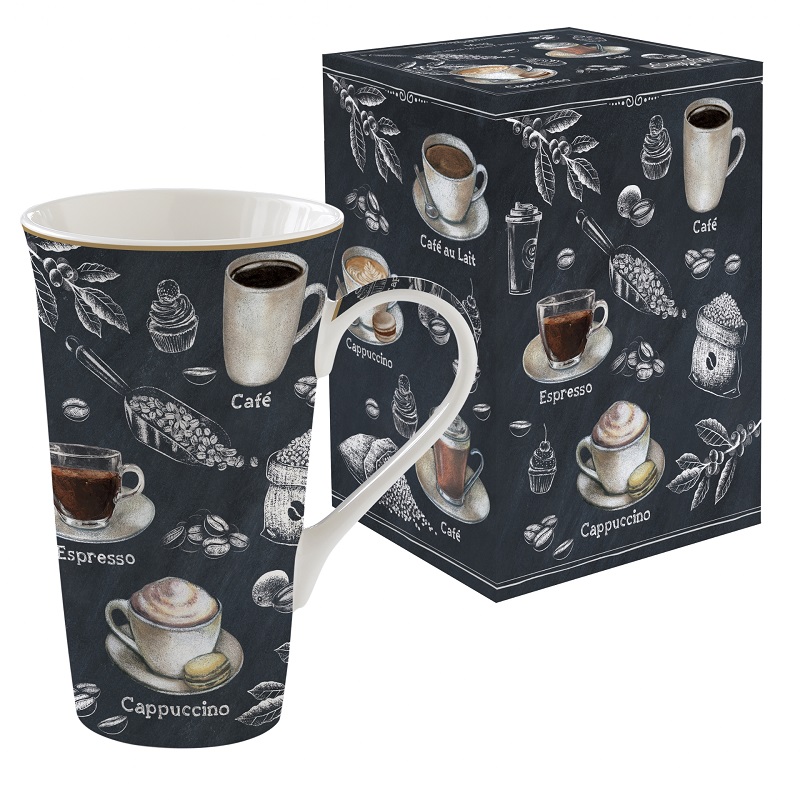 Coffret mug en porcelaine 600 ml barista - easylife