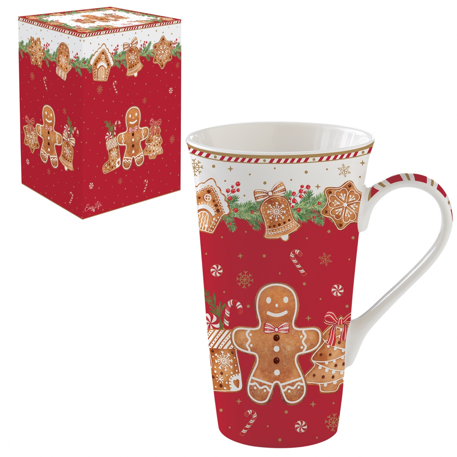 Coffret mug en porcelaine 600 ml fancy gingenbread - easylife