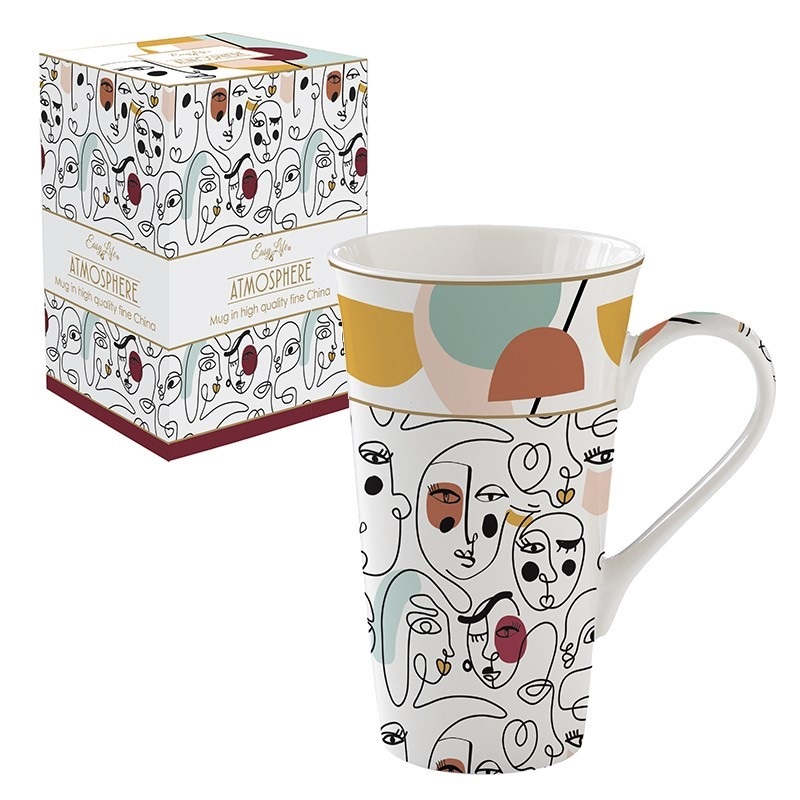 Coffret mug en porcelaine 600 ml modernisme - easylife