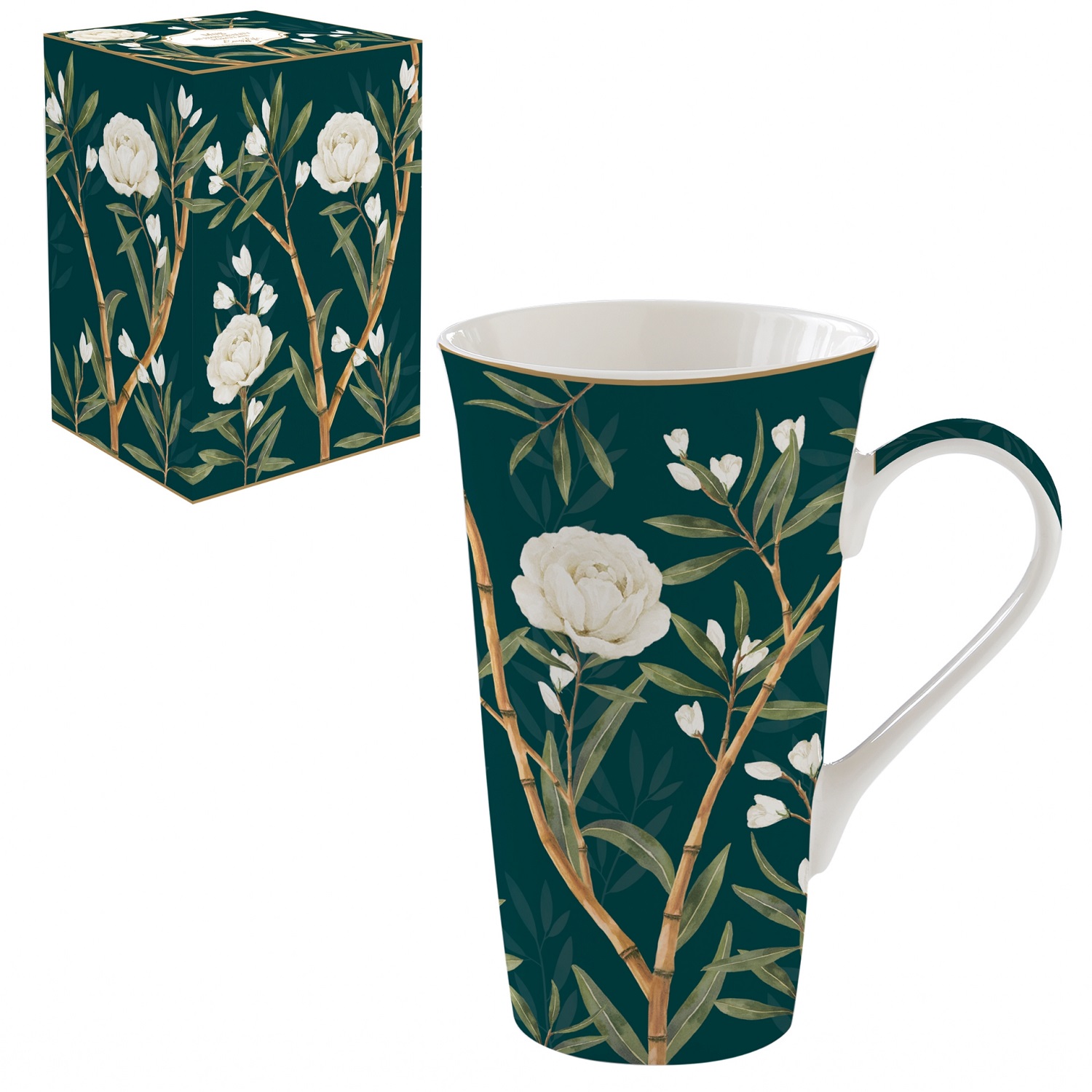 Coffret mug en porcelaine 600 ml royal pivoine - easylife