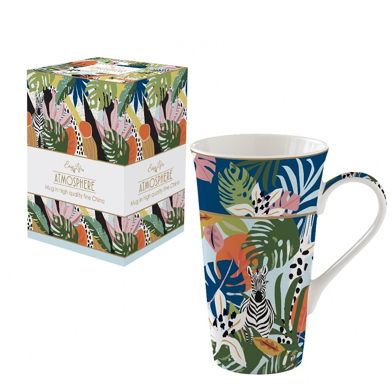 Coffret mug en porcelaine 600 ml tropical vibes - easylife