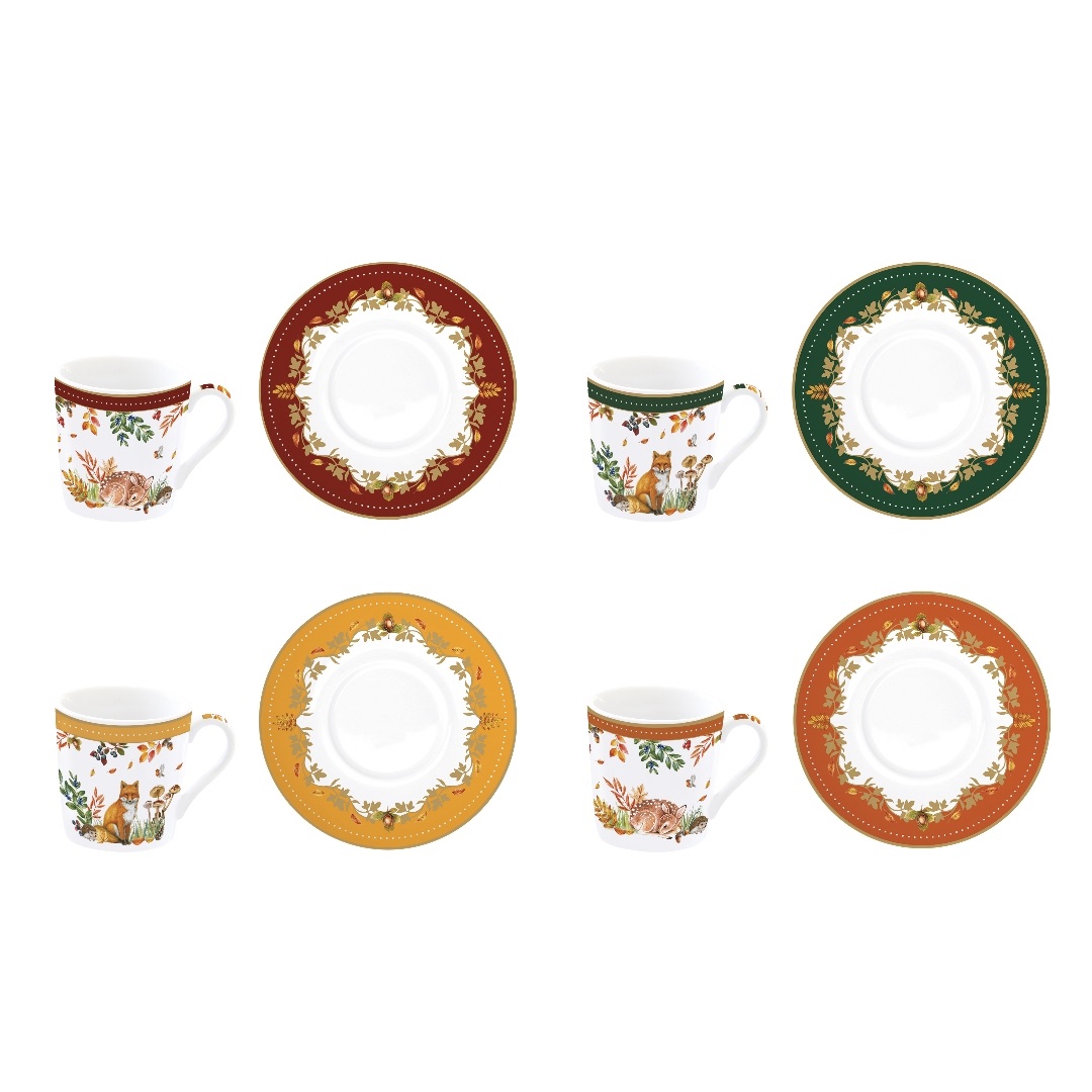 Forest dream, coffret cadeau 4 tasses à café en porcelaine - easylife