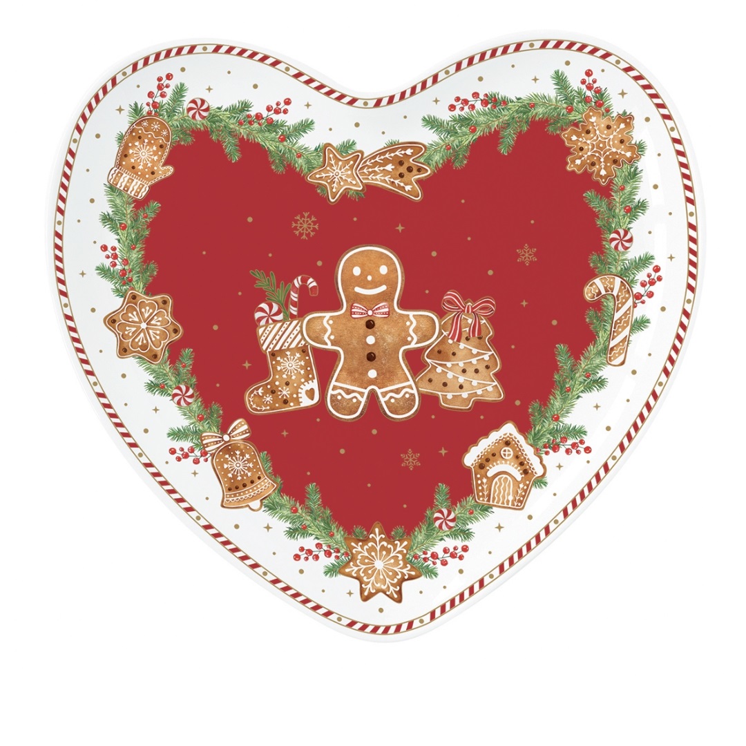 Assiette en porcelaine en forme de coeur 20x19 cm fancy gingerbread - easylife