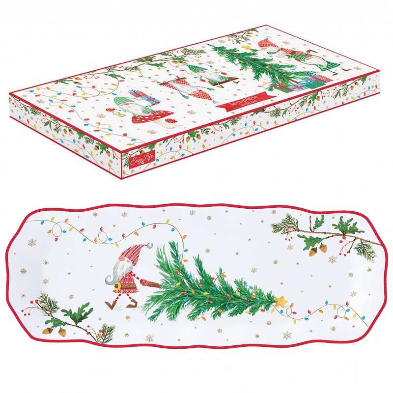 Coffret plat a cake ready for christmas 37 x 14 cm - easylife