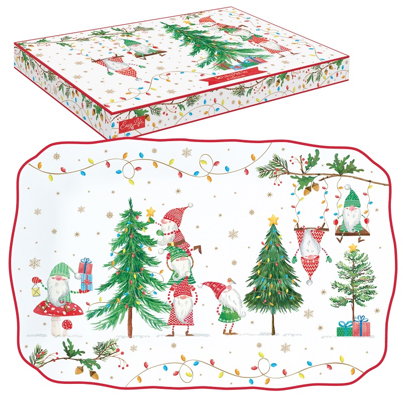 Plat de service en porcelaine ready for christmas 35 x 23 cm- easylife