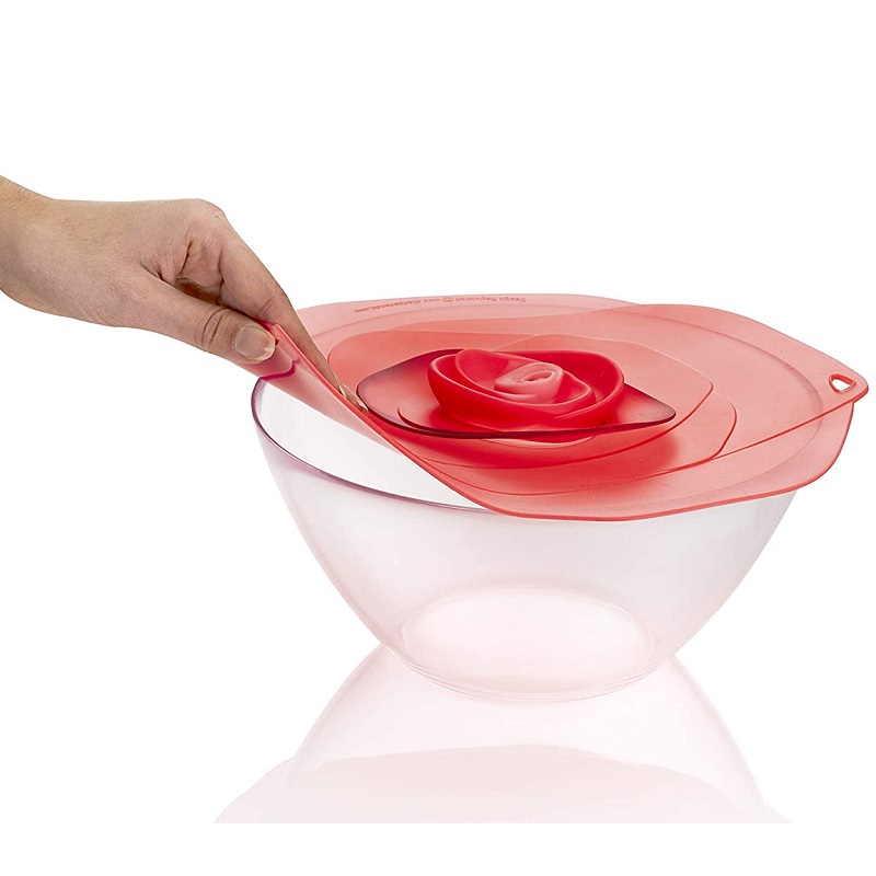 Couvercle hermetique en silicone decor rose fuchsia 28 cm - charles viancin