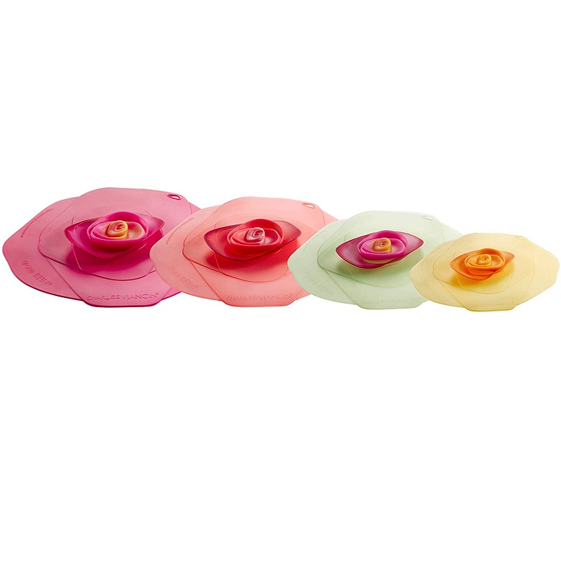 Couvercle hermetique en silicone decor rose fuchsia 28 cm - charles viancin