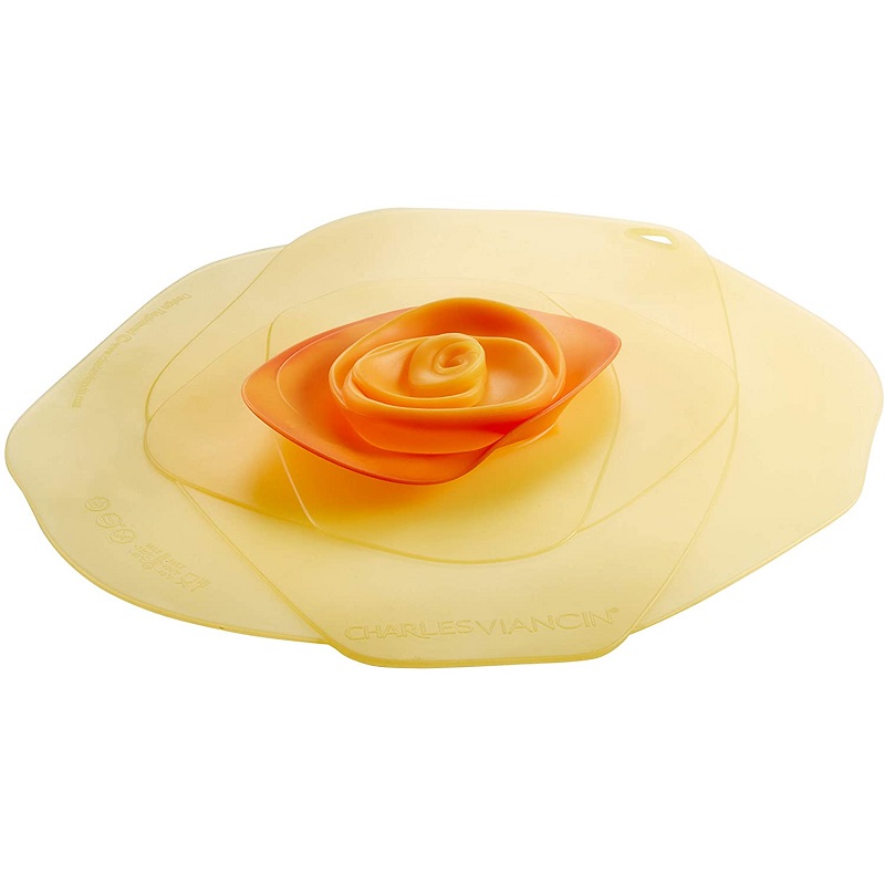 Couvercle hermetique en silicone decor rose jaune orange 15 cm - charles viancin