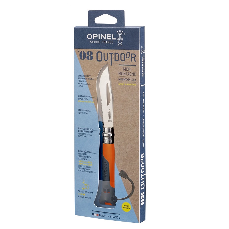 Couteau de poche outdoor soft orange n°8 - opinel 