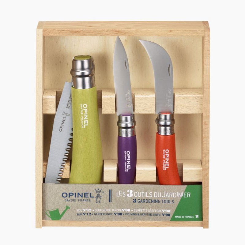 Coffret du jardinier 3 pieces couteau, scie et greffoir - opinel 