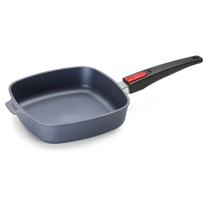 Poele carree anti-adhesive poignee amovible 22 x 22 cm cm hauteur 5 cm diamond lite induction - woll