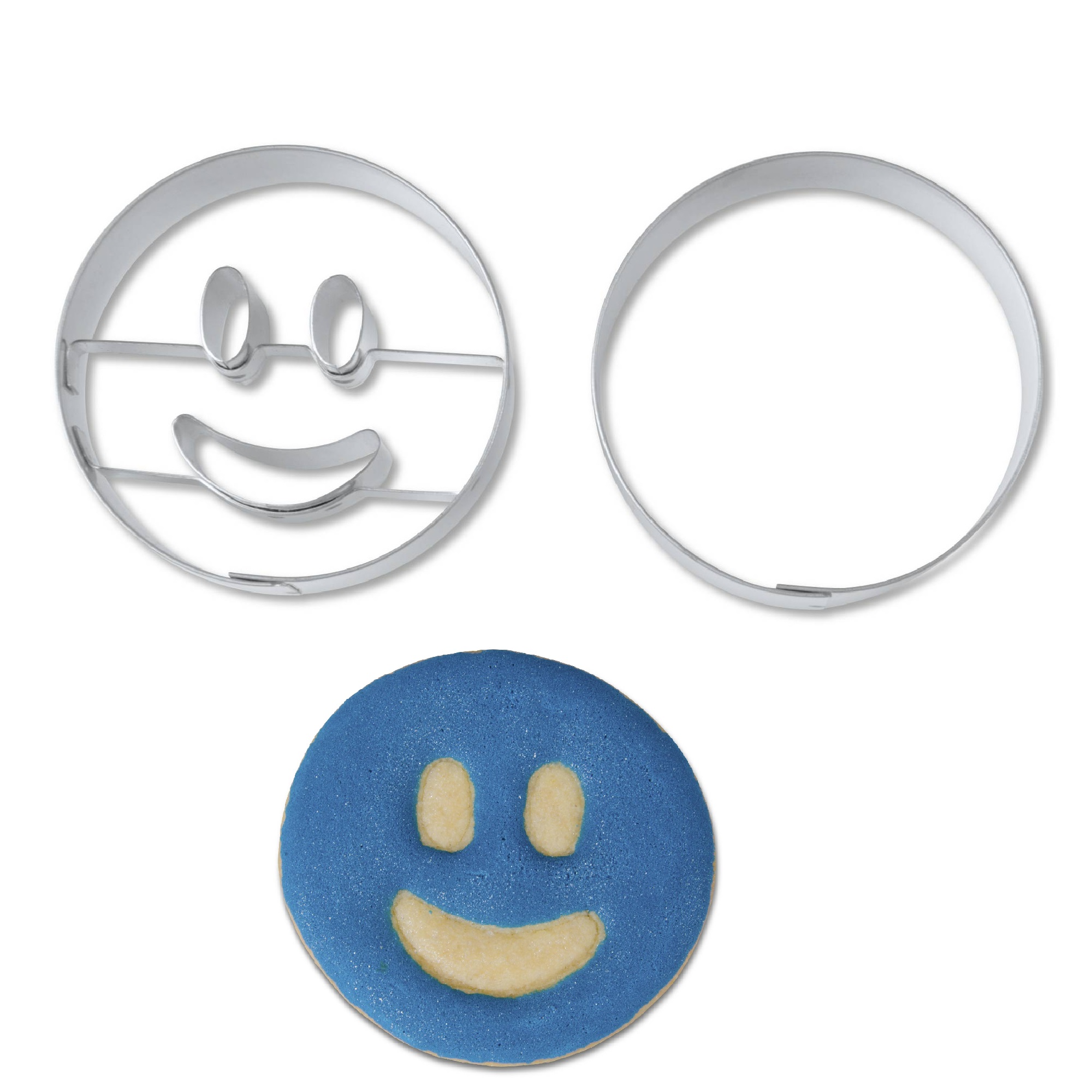 Lot de 2 emportes pieces en forme de smiley en inox 5 cm - stadter