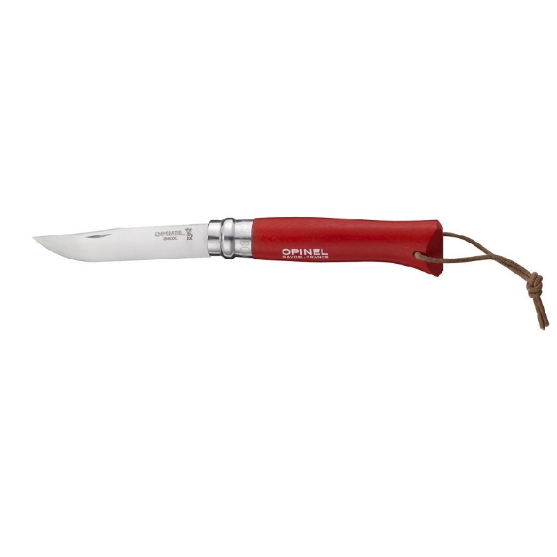 Couteau de poche pliable baroudeur rouge n°8 - opinel 