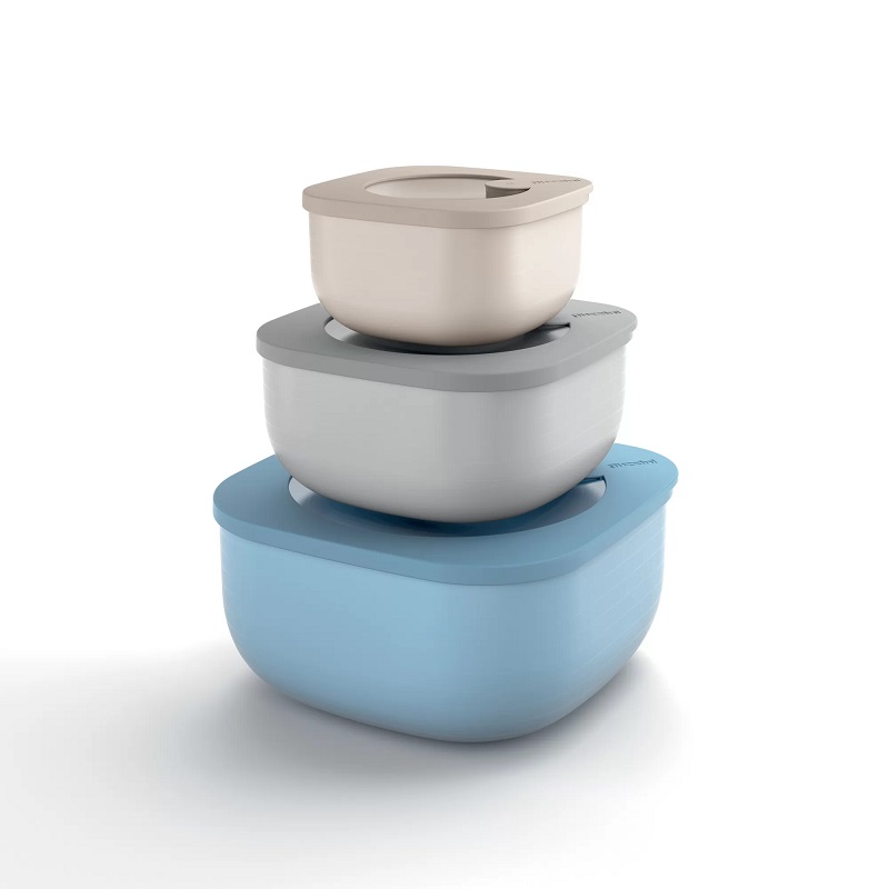 Store & more - lot de 3 recipients bas hermetiques pour refrigerateur congelateur et micro ondes - guzzini